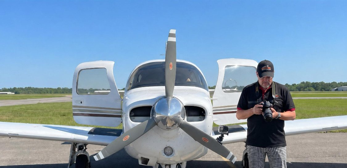 Mark LT Pro photographing a white aircraft in strong directional sunlight